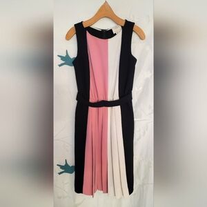 Elegant Kate Spade Pink, White & Black Midi Dress Size 2